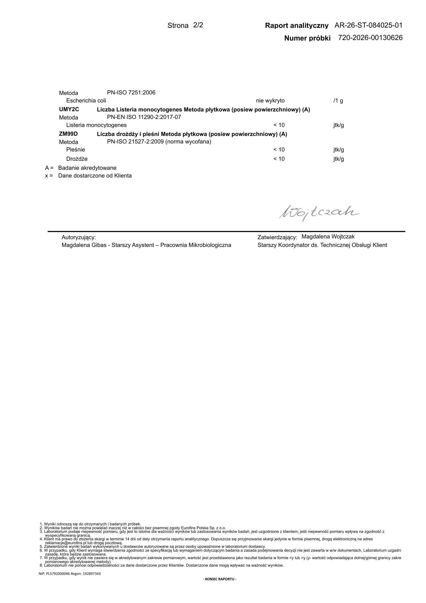 Eurofins — badania mikrobiologiczne — strona 2