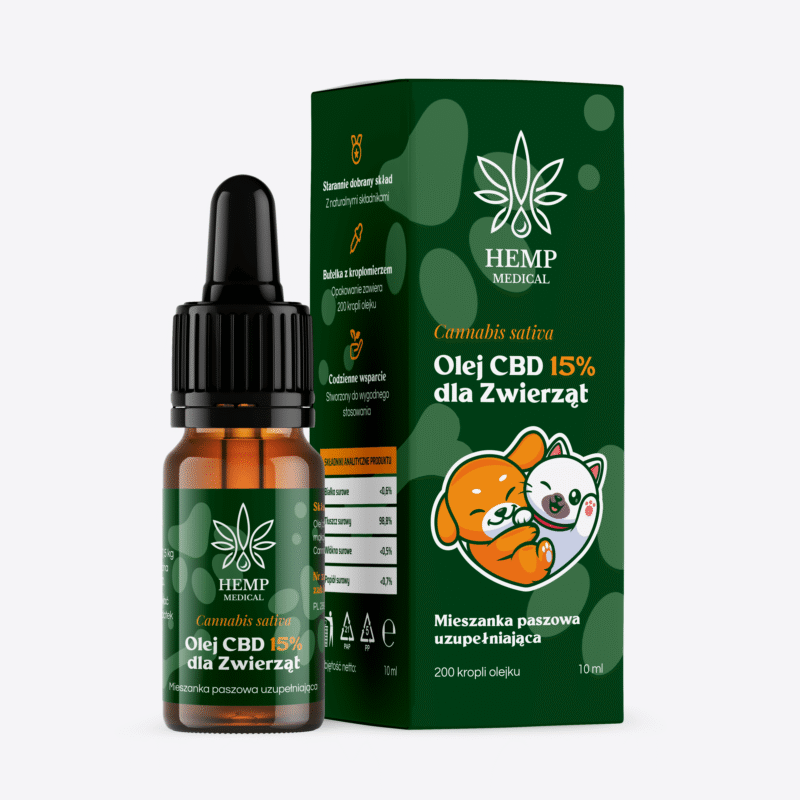 Olejek konopny 15% 1500 mg dla zwierząt certyfikowany